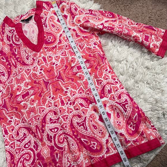 346 Brooks Brothers Pink Paisley 100% Linen Tunic Size L - Picture 8 of 9